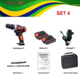 21V Cordless Screwdriver Electric Drill Battery Mini Drill Rechargeable Electrical Tools 2-Speed +Smart Electric Display