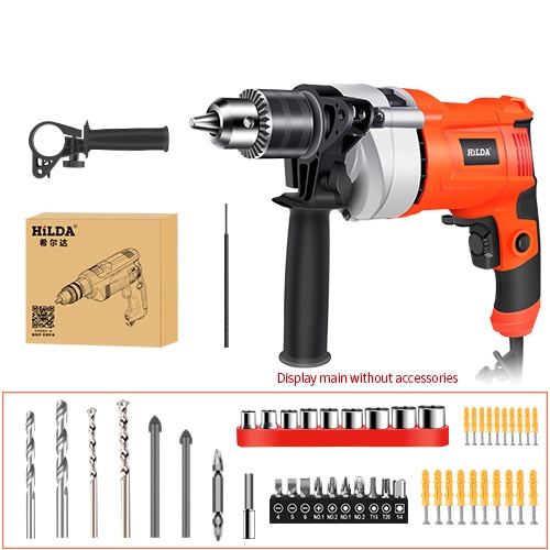 HILDA Impact electric drill Electric Rotary Hammer with BMC and 5pcs Accessories Impact Drill Power Drill Electric Drill