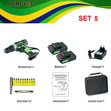 21V Cordless Screwdriver Electric Drill Battery Mini Drill Rechargeable Electrical Tools 2-Speed +Smart Electric Display